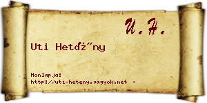 Uti Hetény névjegykártya